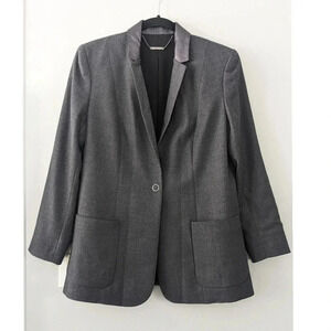 Elie Tahari Gray Leather Collar Blazer